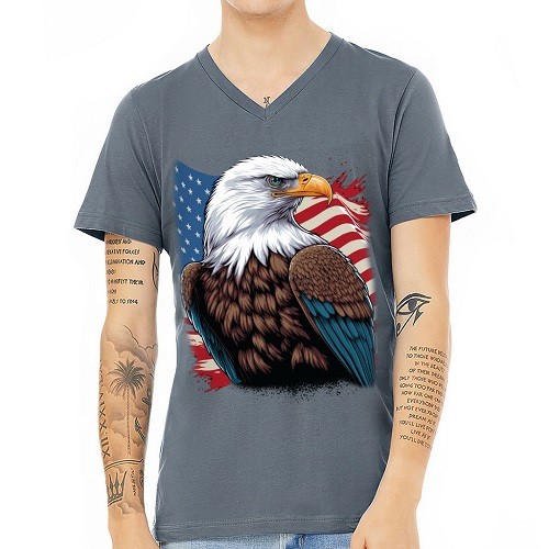 American Flag and Eagle V-Neck T-Shirt – Cool T-Shirt